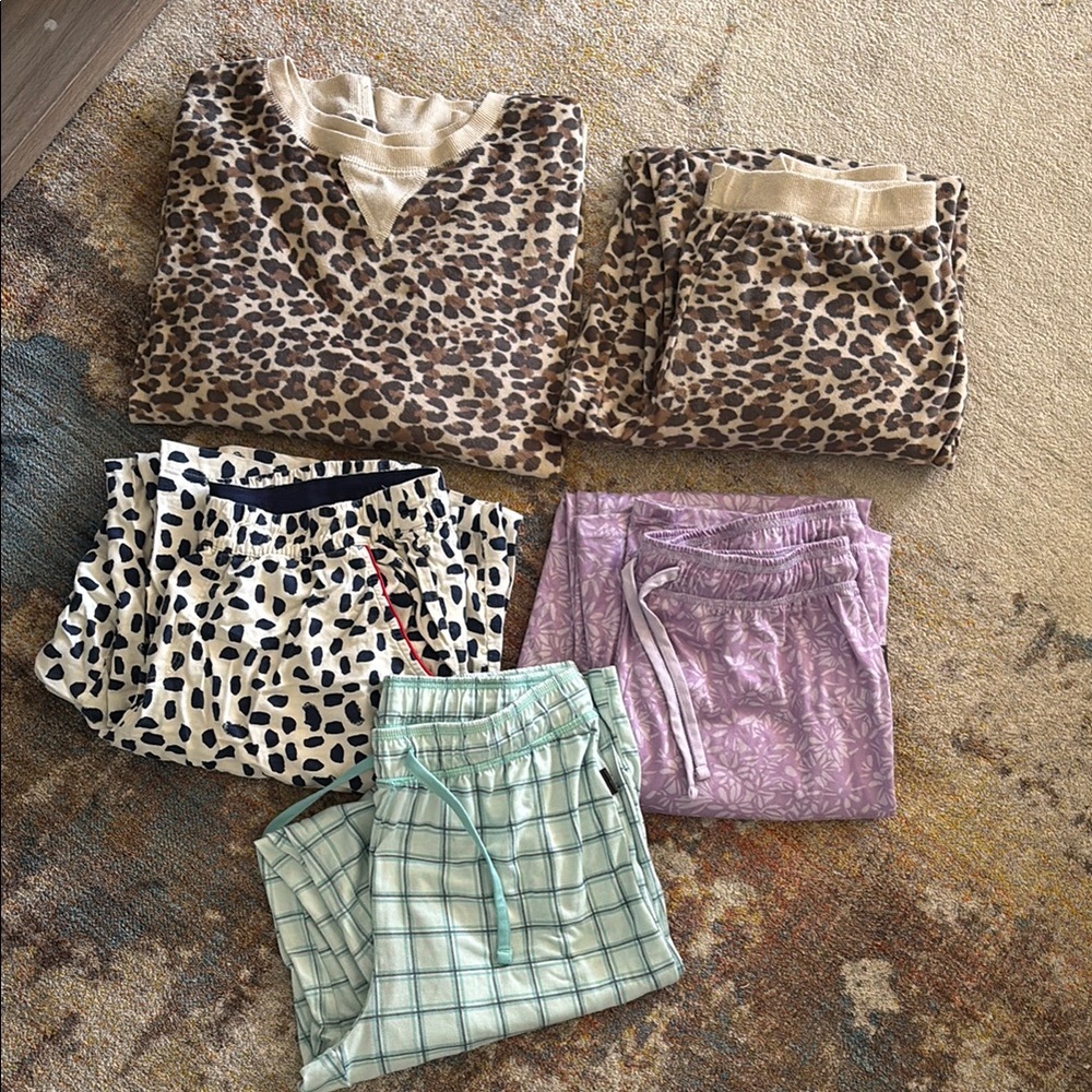 Leopard Print and patterned Pajama pants bundle